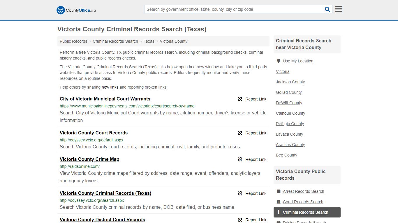 Criminal Records Search - Victoria County, TX (Arrests ...
